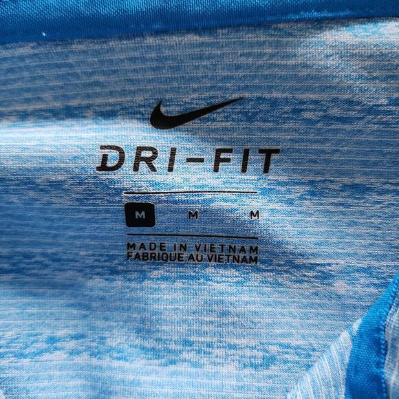 Nike Dri Fit Short Sleeve Golf Polo shirt blue stripes mens size M - Picture 4 of 6